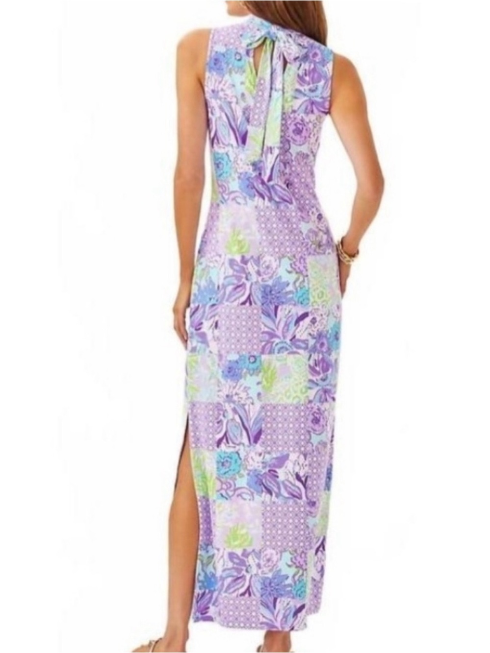 Lilly Pulitzer Lavender Maxi Dress with Green & Blue Floral Accents - Picture 9 of 9